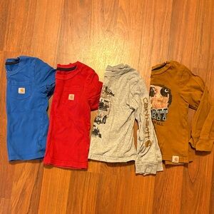 3t Carhartt Kids Long Sleeve & Short Sleeve Tee Bundle - Blue, Red, Gray, Brown